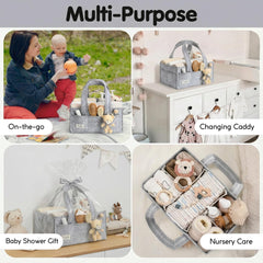 PeraBella premium felt diaper caddy blends with nursery decor