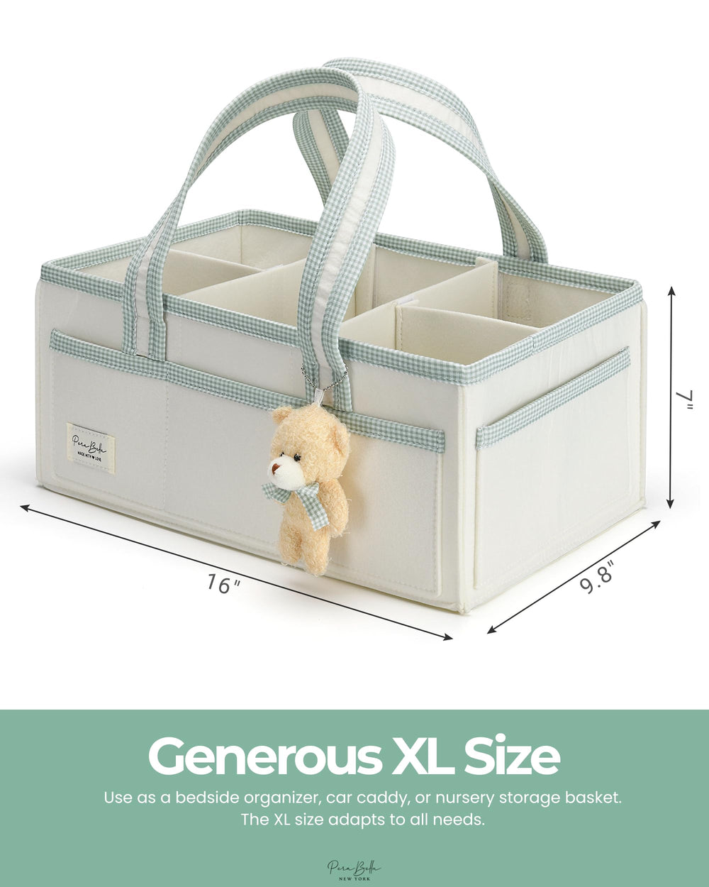 Lightweight Perabella caddy serves as car organizer and nursery helper.