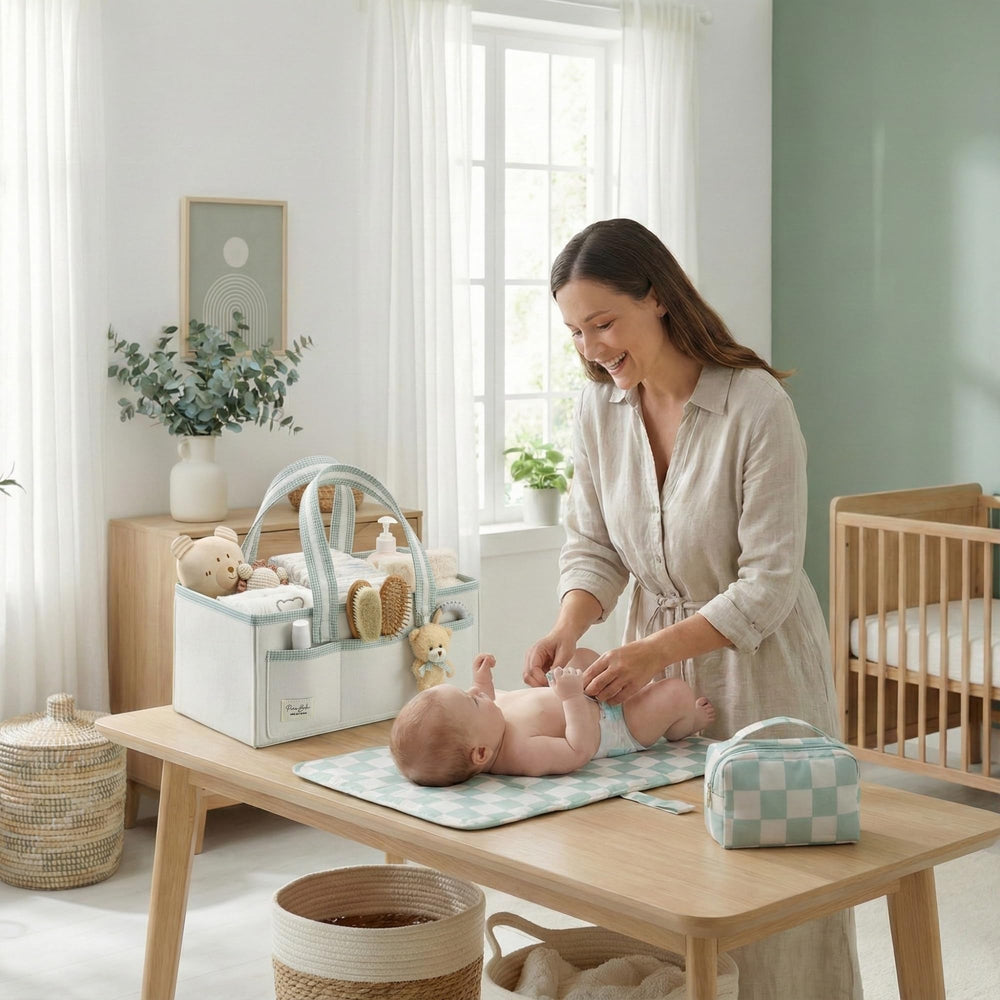 Versatile baby shower gift: Perabella caddy ready for gifting.