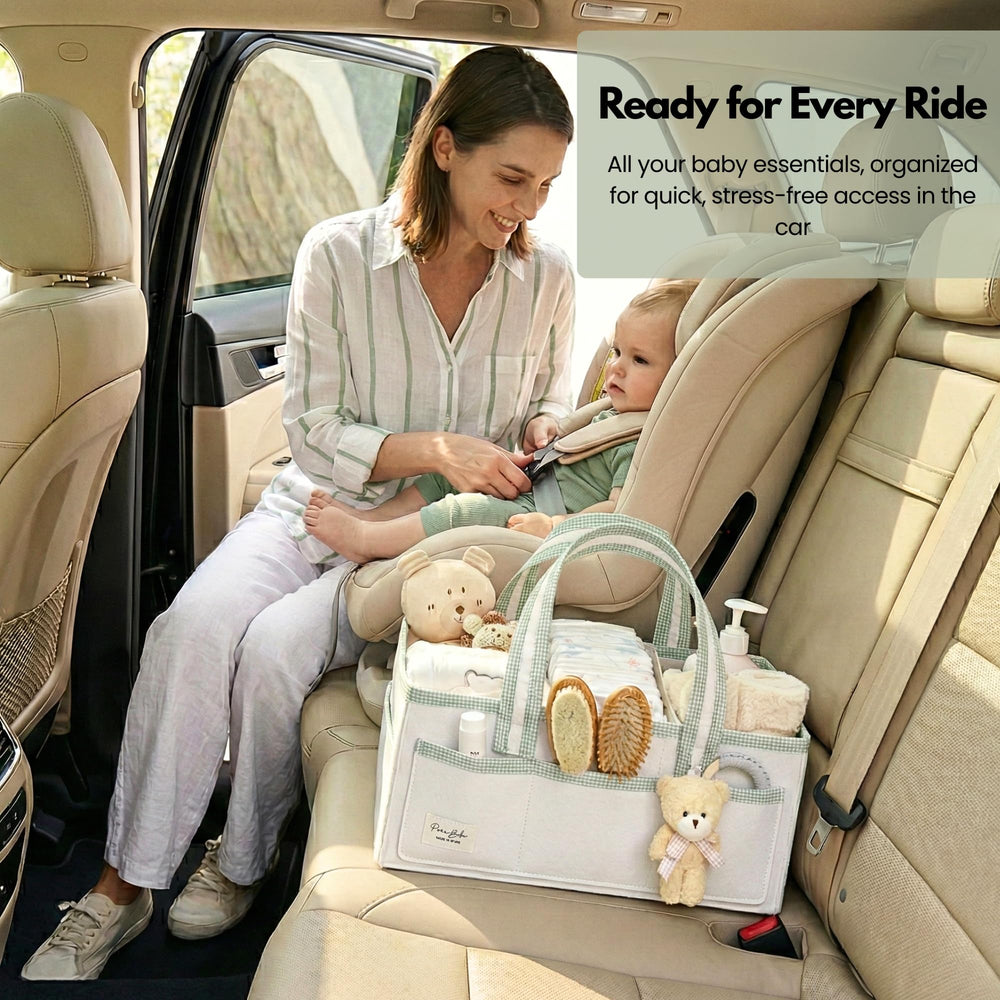 Bonus teddy bear charm on Perabella caddy adds playful charm.