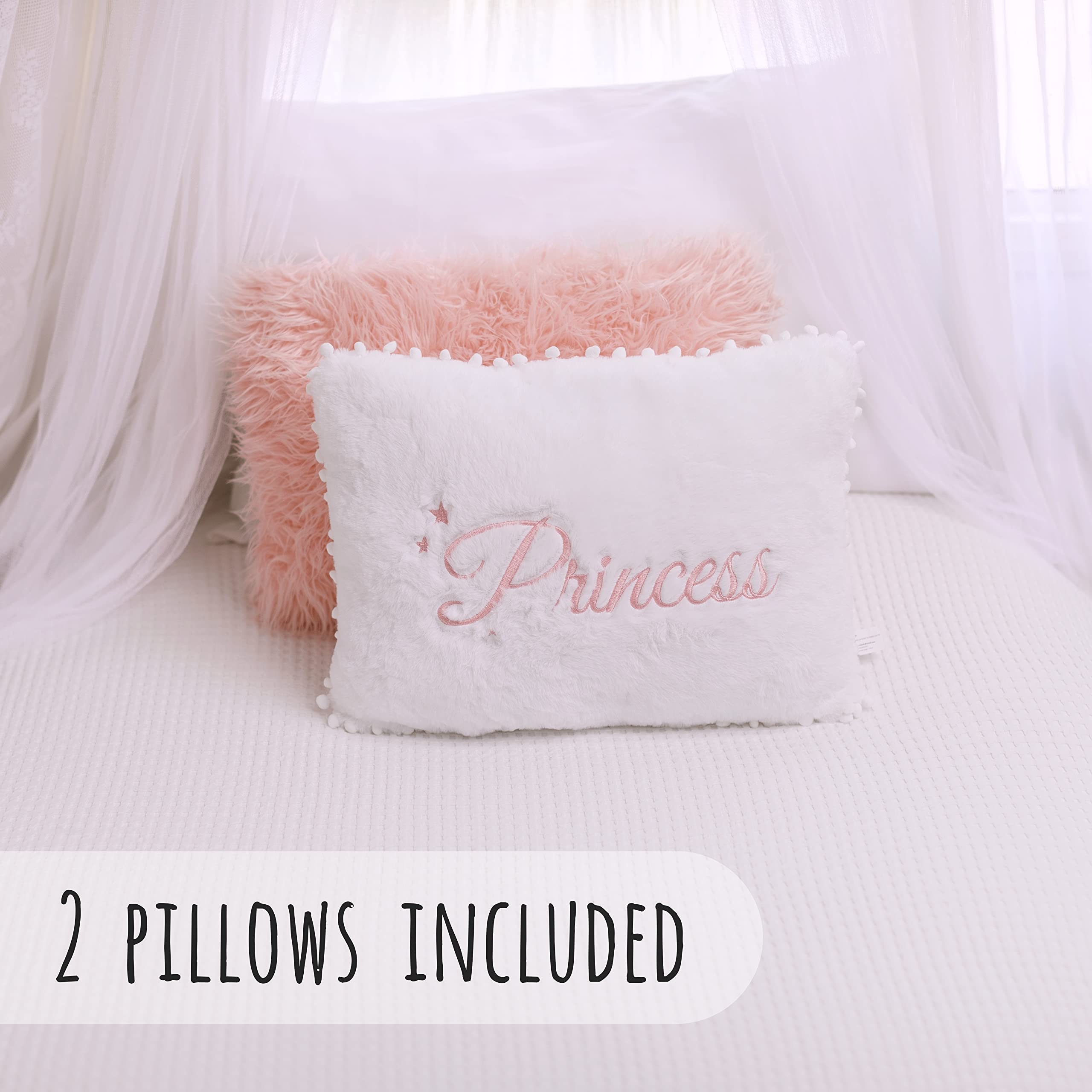 Perfectto Design pink furry pillow texture adds cozy touch for cuddling in a reading nook.