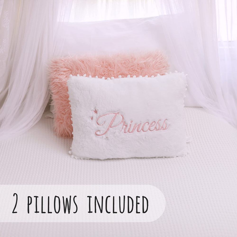 Perfectto Design pink furry pillow texture adds cozy touch for cuddling in a reading nook.