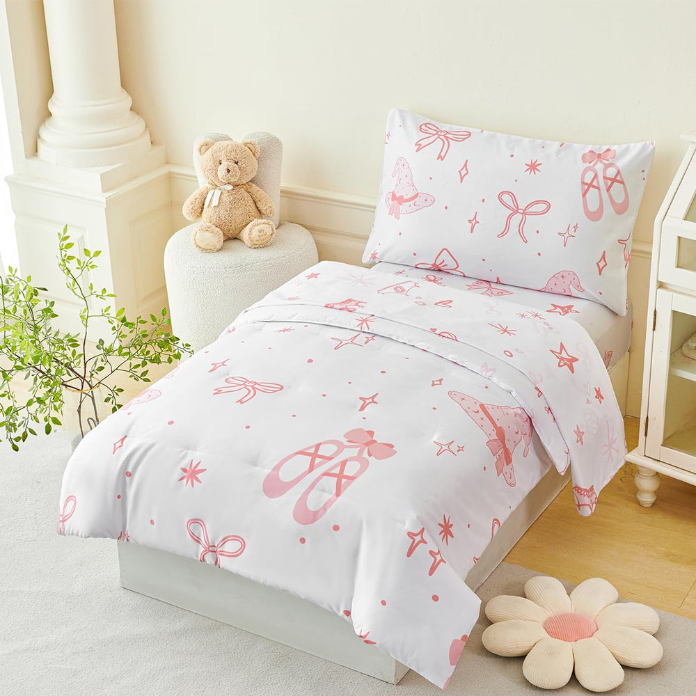 PERFEMET bow comforter reversible pattern — two looks for a princess room.
