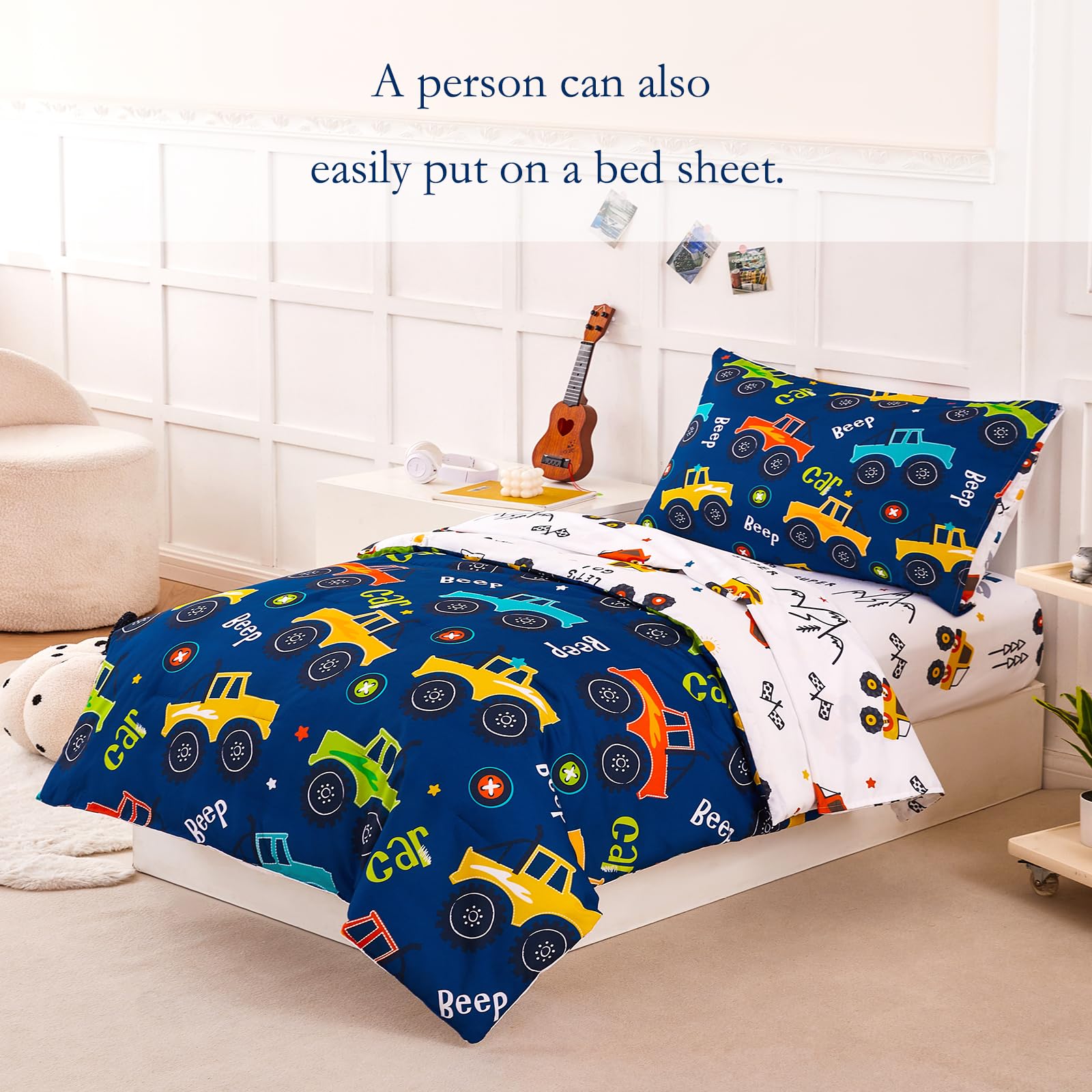 PERFEMET car print toddler fitted sheet with elastic edge for secure fit