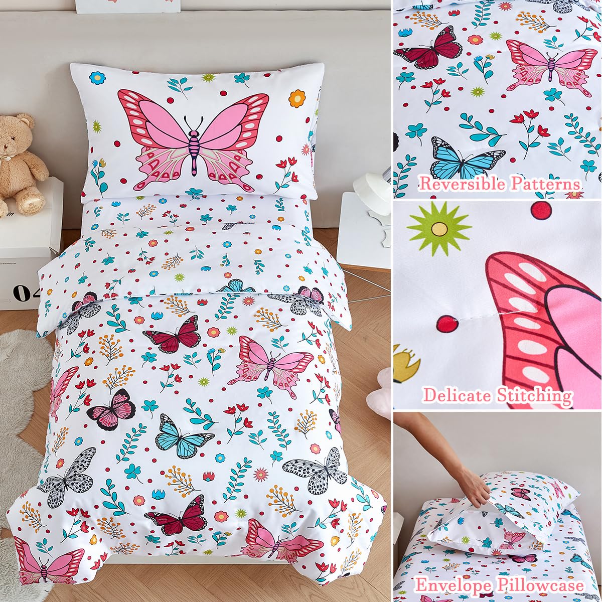 PERFEMET reversible design butterfly-flower pattern refreshes room style