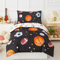 PERFEMET sports theme comforter with basketball print for playful bed setup.