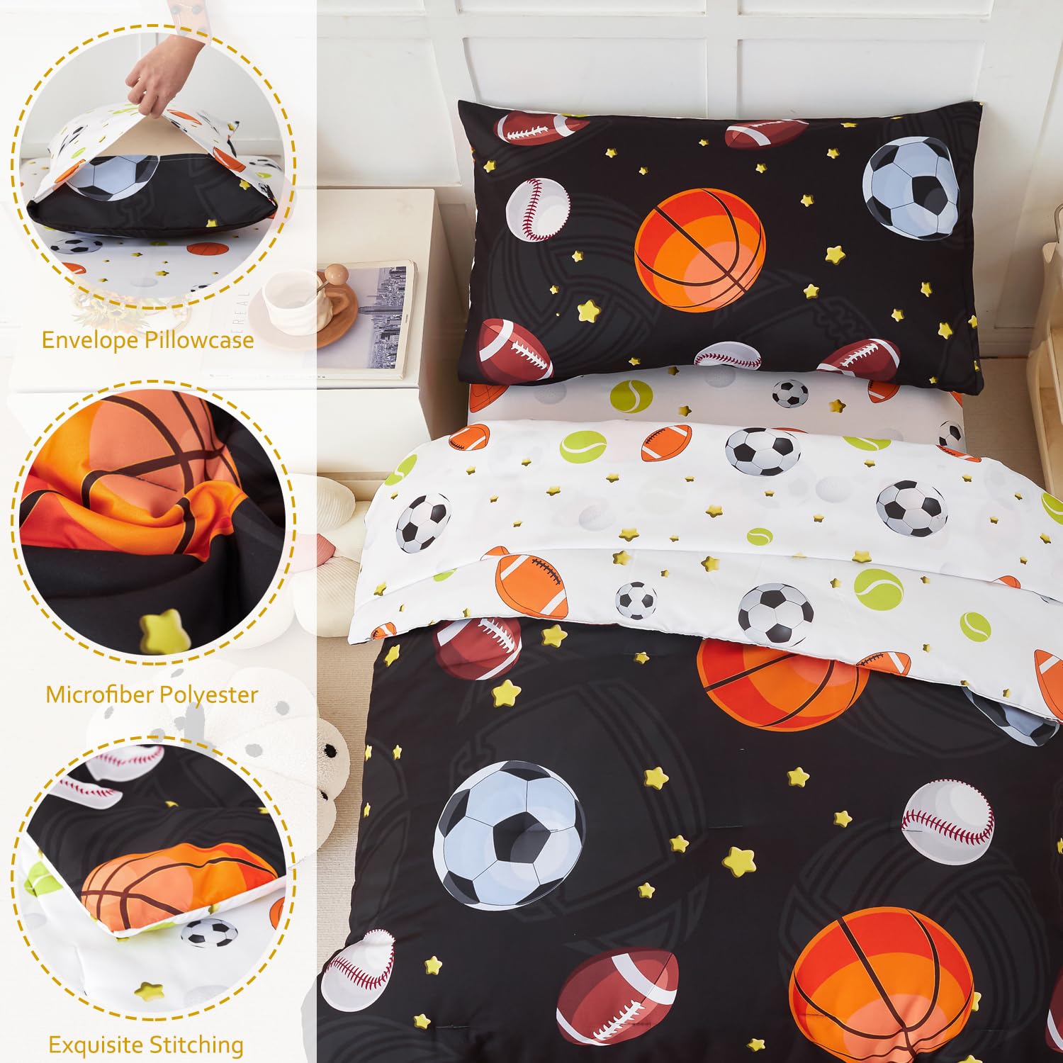 PERFEMET pillowcase in balls pattern adds soft, easy-care accents.