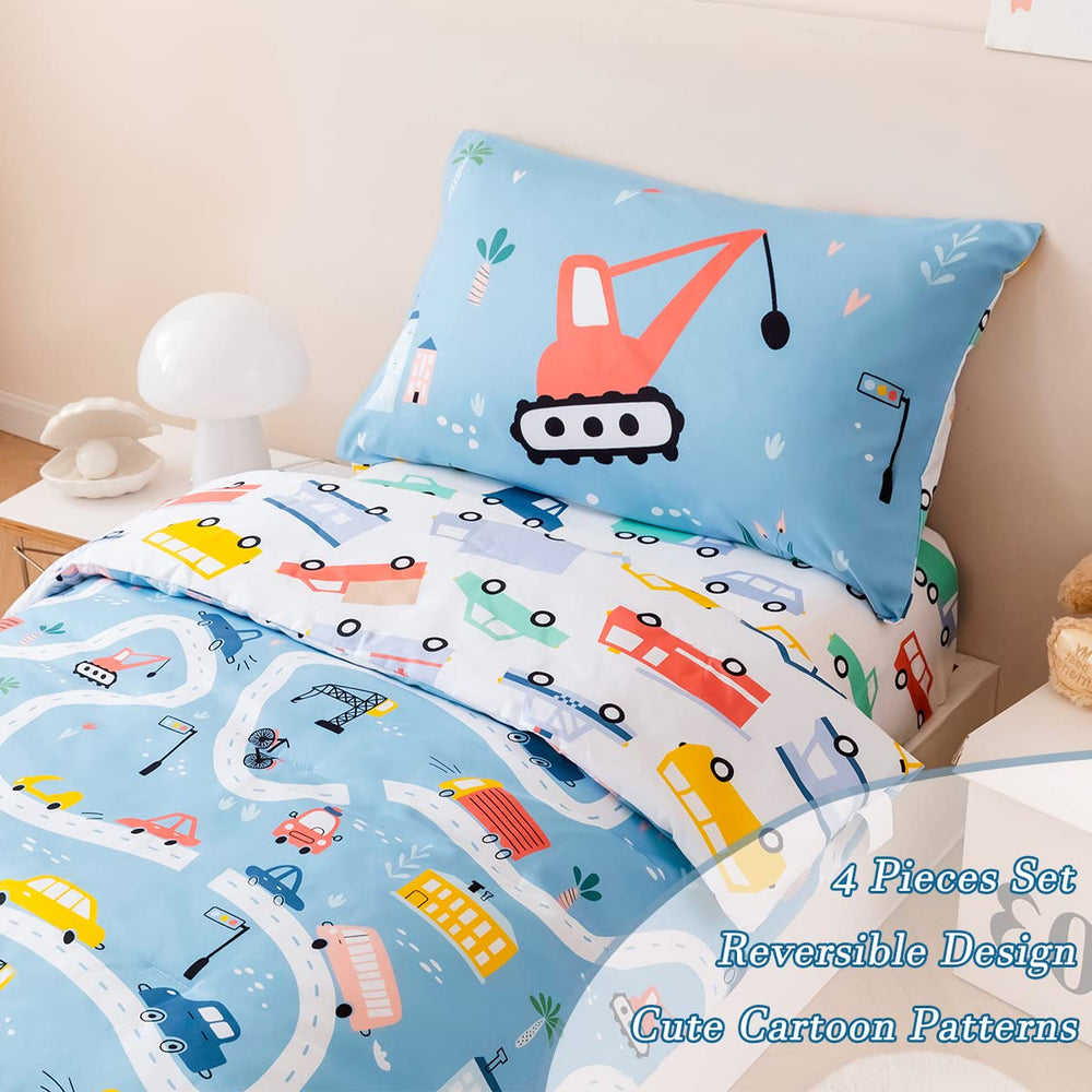 PERFEMET reversible design with car and bus patterns, two looks