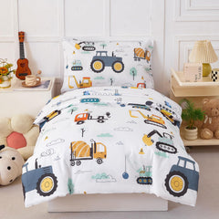 PERFEMET tractor-pattern toddler comforter set on a bed for cozy nights