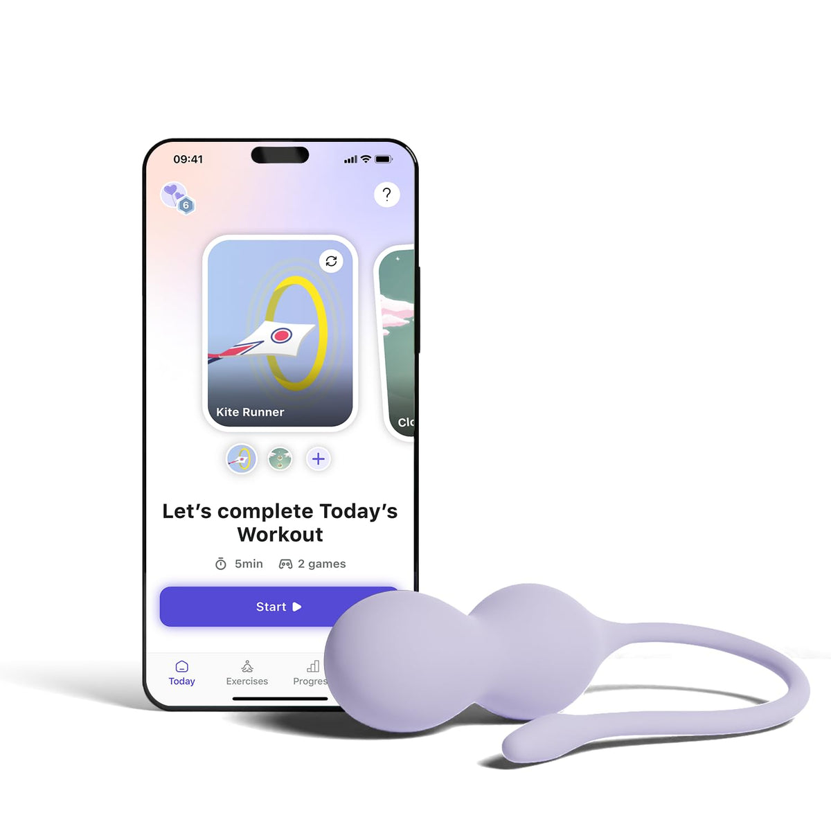 Perifit Care+ probe angled in hand, highlighting comfortable design for real-life Kegel training