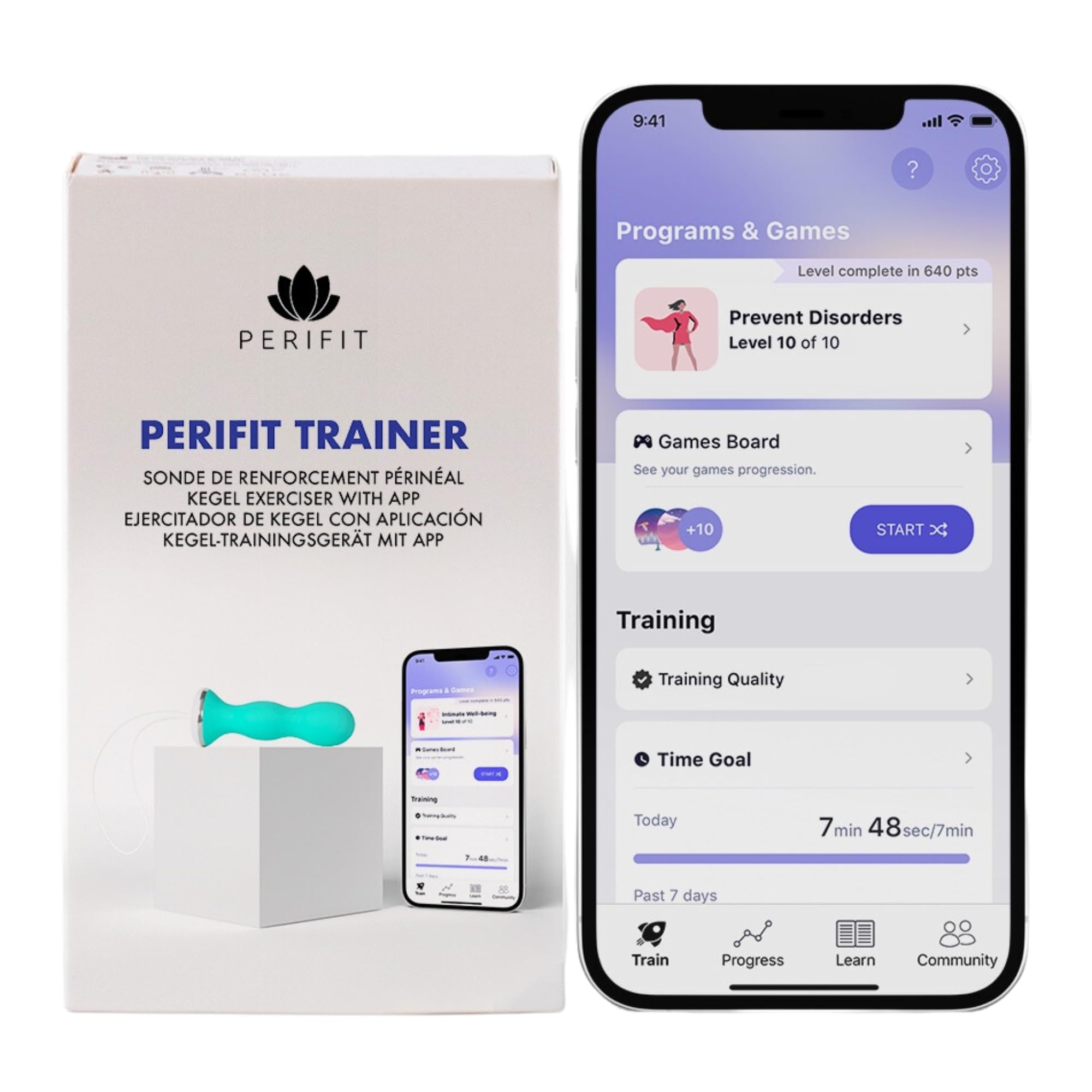 Perifit device in hand for discreet home pelvic floor training.