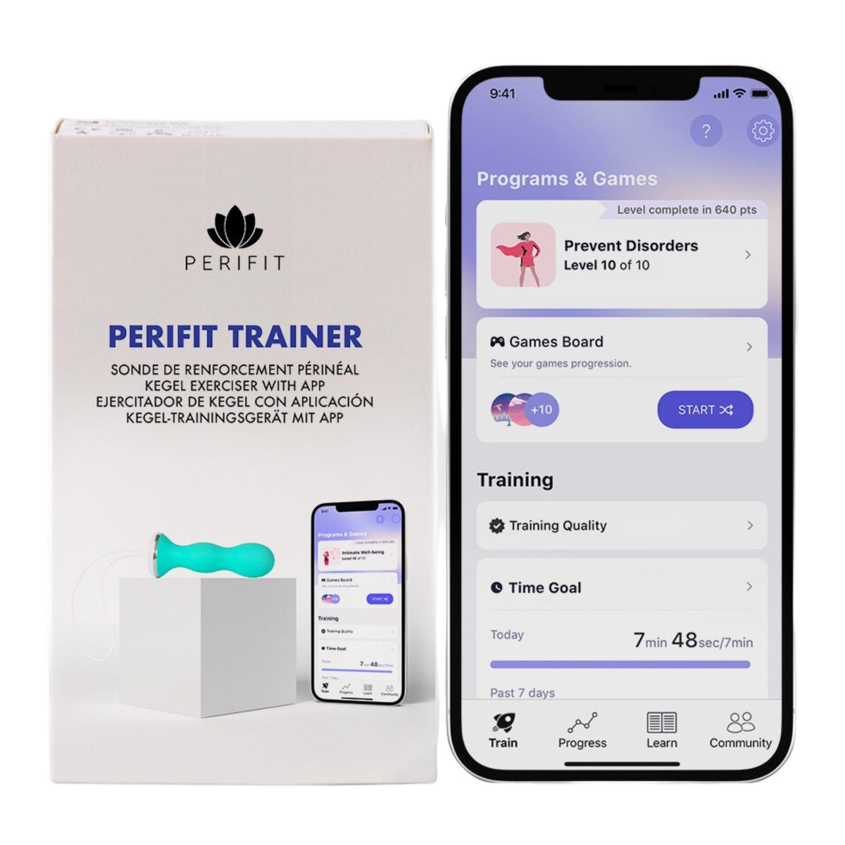 Perifit device in hand for discreet home pelvic floor training.