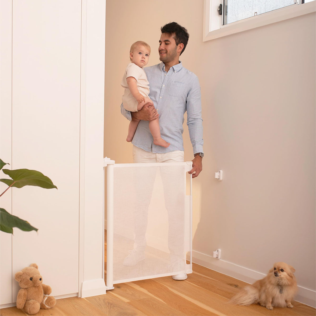 Perma Child Safety gate extended to 55 inches for wide doorways and stairs