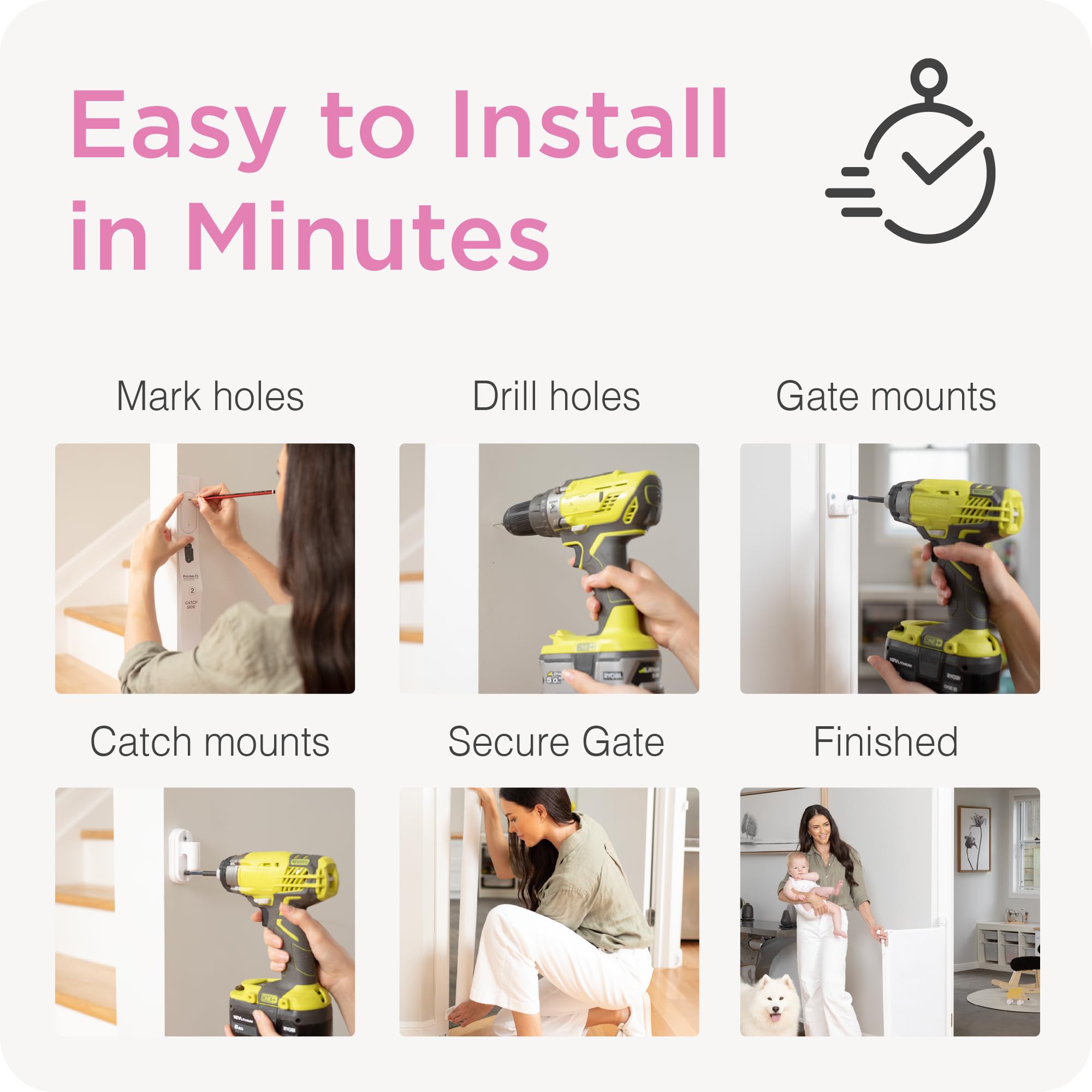 Perma Child Safety gate used indoors and outdoors with UV-resistant mesh