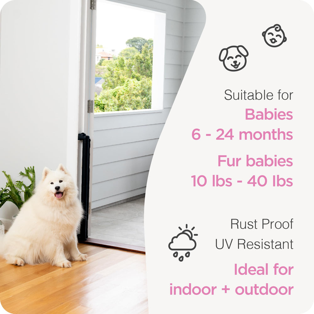 Perma mesh baby gate suitable for indoor and outdoor use.