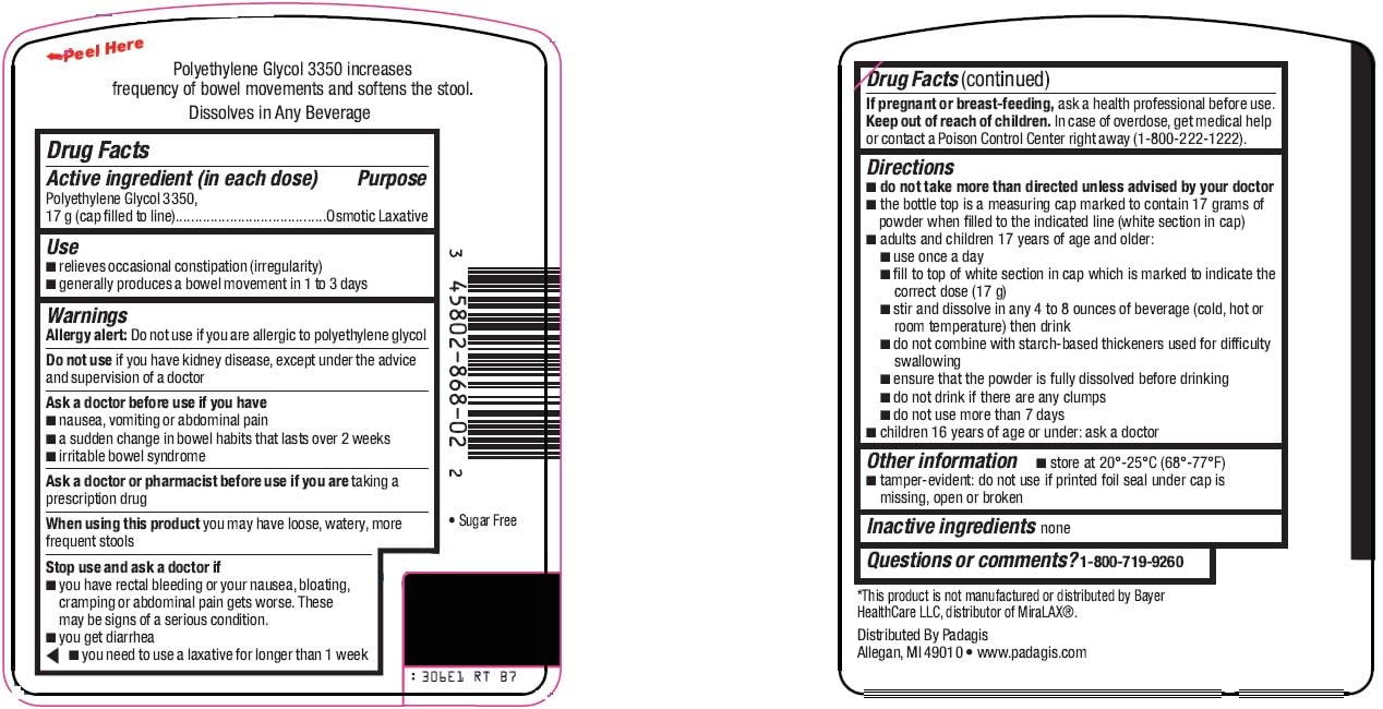 Perrigo PEG 3350 packaging showing 30 daily doses on label.