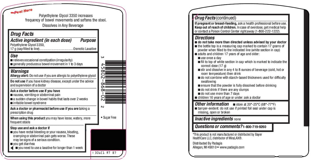 Perrigo PEG 3350 packaging showing 30 daily doses on label.