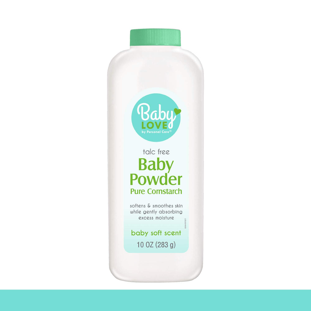 Personal Care Baby Powder texture closeup reveals fine, breathable powder texture.