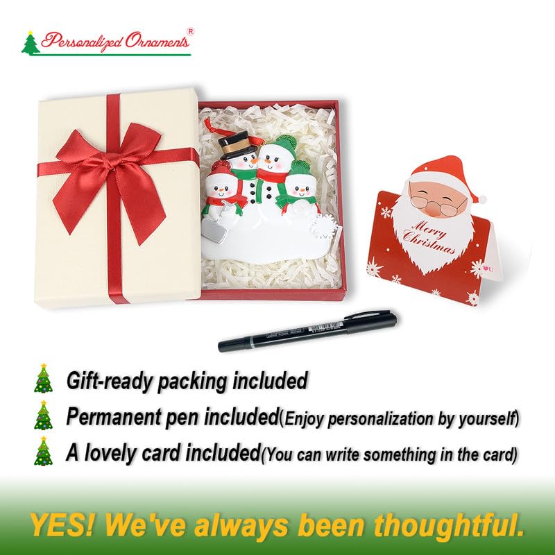 Personalized Ornaments elegant gift box includes a pen and Christmas card for gifting.