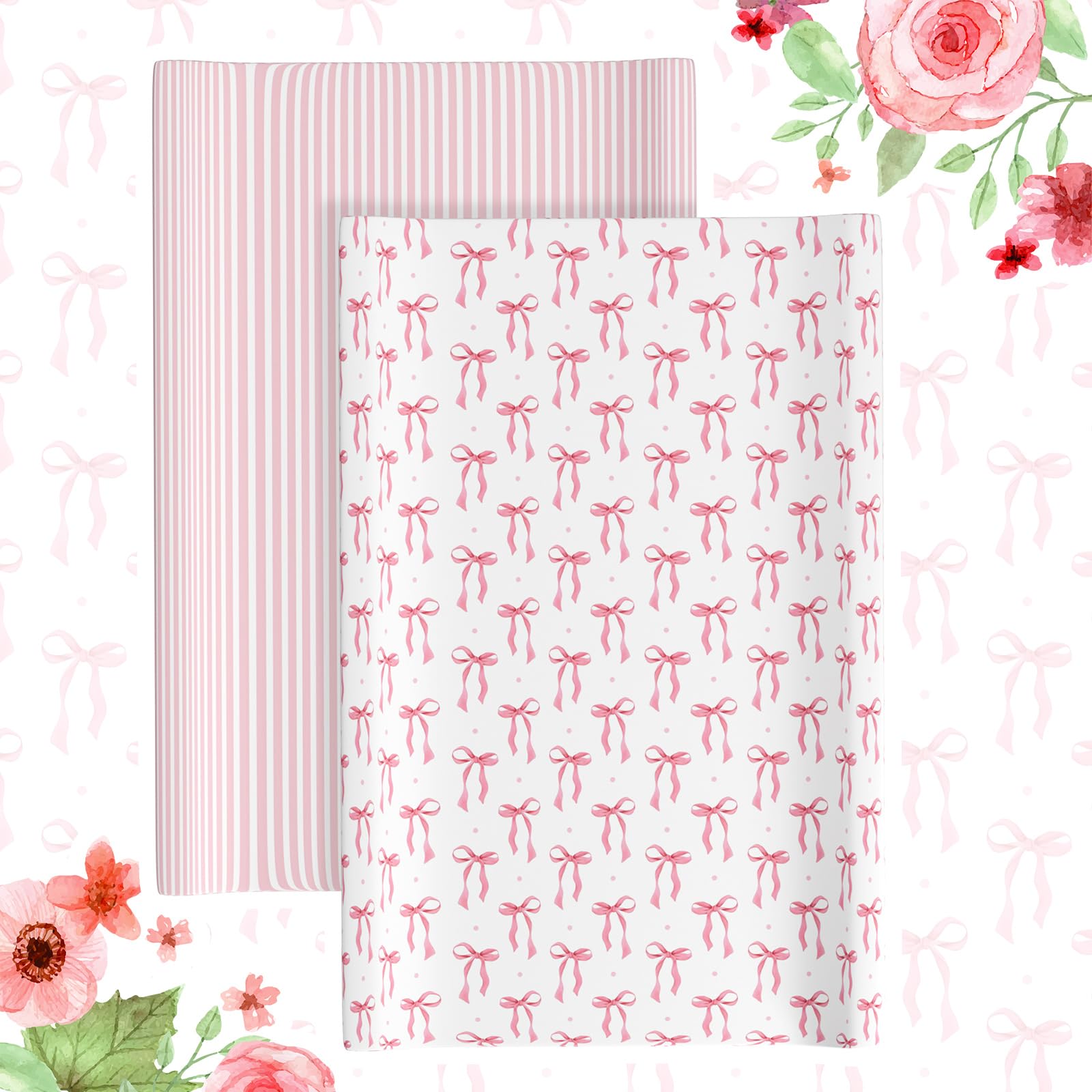 Peryiter changing pad cover with four-sided elastic edging for secure fit