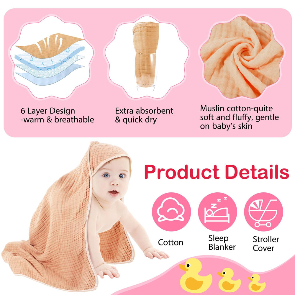 Six layers ensure quick moisture absorption and cozy warmth after baths