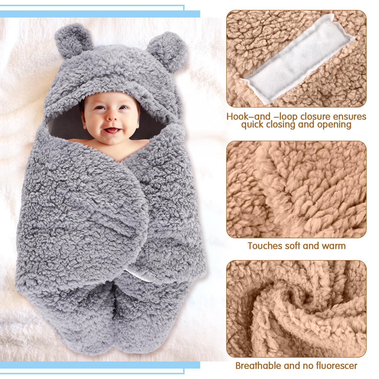 Peryiter bear plush swaddle pink comfortable, breathable 0-6 months