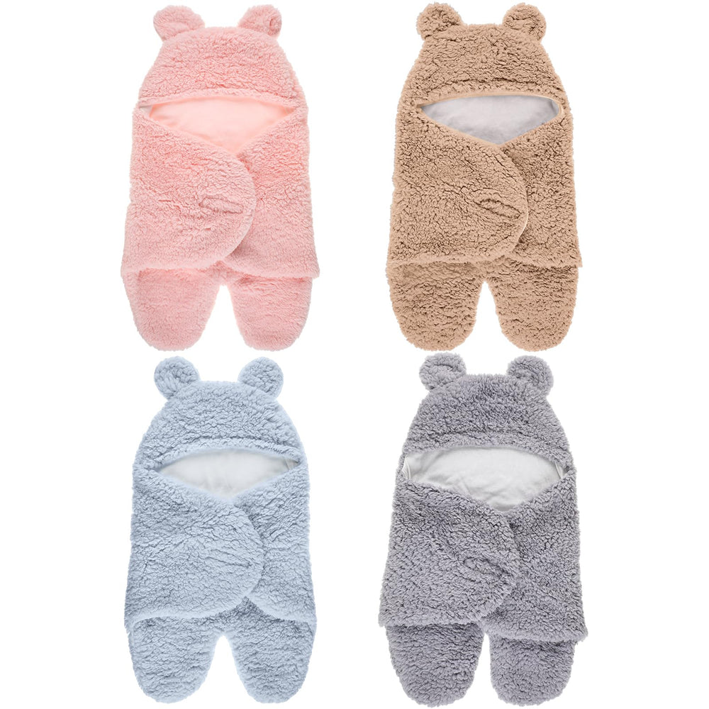 Peryiter 4-color plush swaddle set for versatile newborn styling