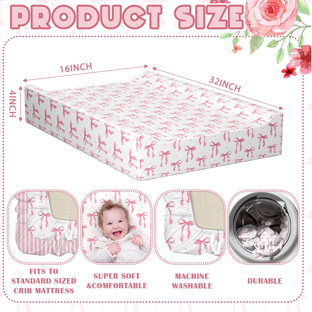 Peryiter pink striped changing pad cover adding modern nursery style