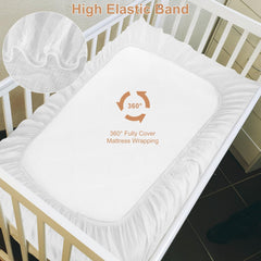 Pet Rejoir blush pink crib sheets bring a soft nursery accent.