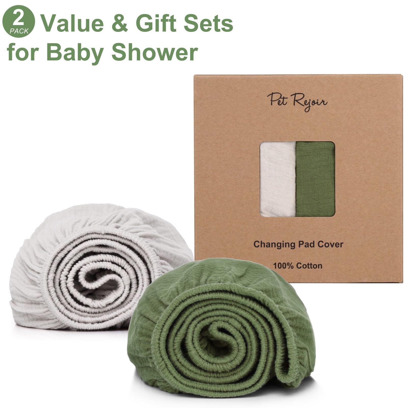 Pet Rejoir muslin changing pad cover beige, neutral decor fits any nursery