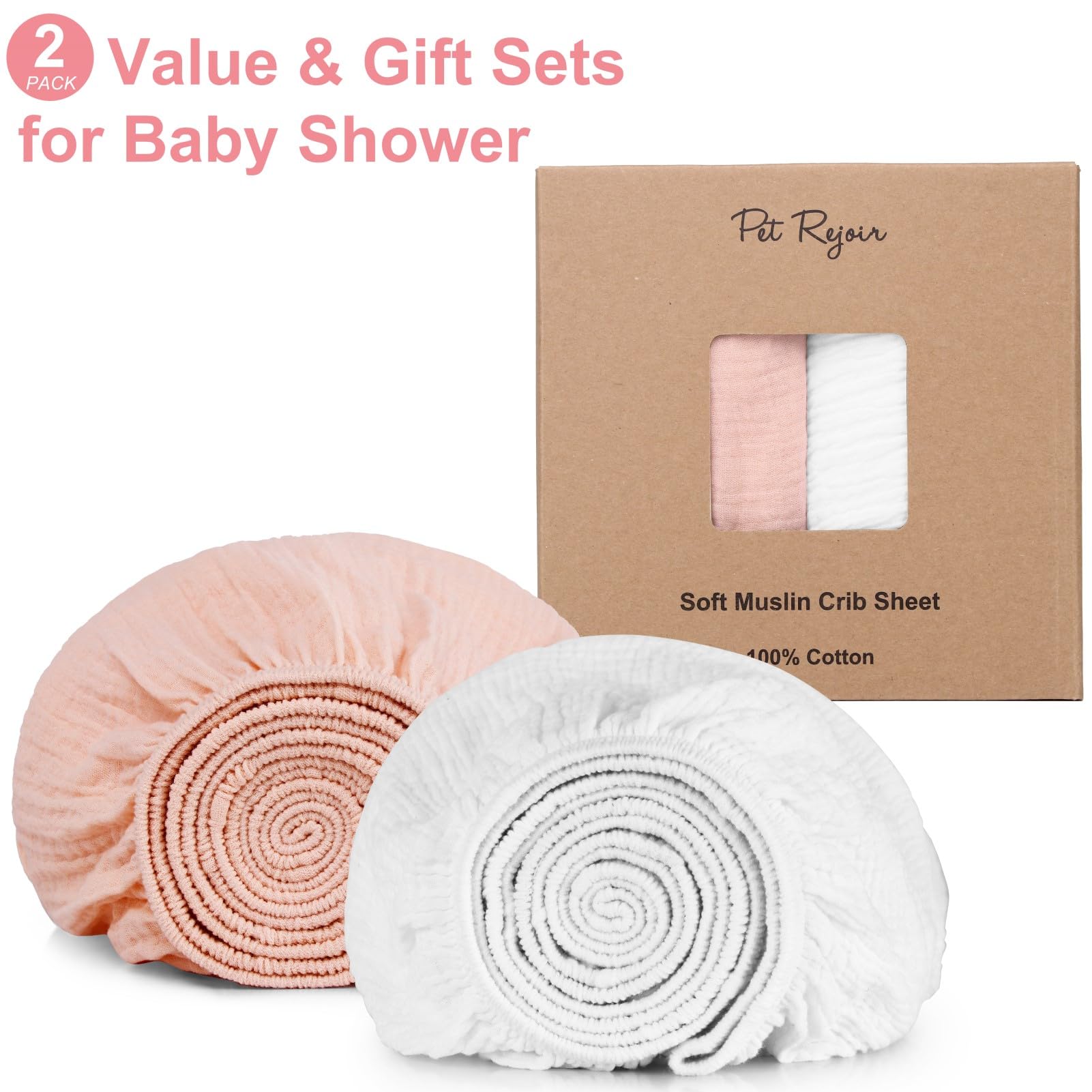 Pet Rejoir blush crib sheet closeup highlights gentle fabric for delicate skin