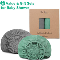 Pet Rejoir gray crib sheet in breathable muslin suitable for delicate skin