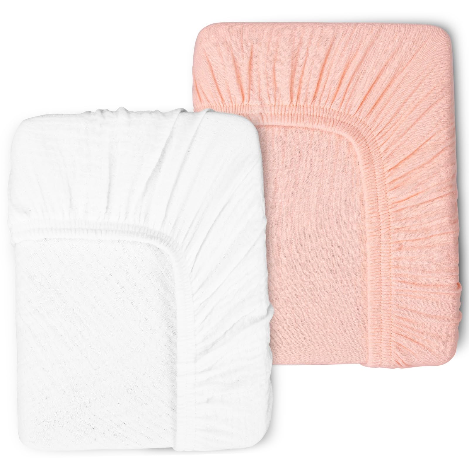 Pet Rejoir muslin fitted crib sheet white closeup shows soft breathable fabric