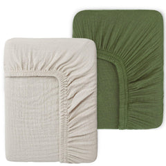 PET REJOIR muslin mini crib sheets deep pocket elastic for secure fit.