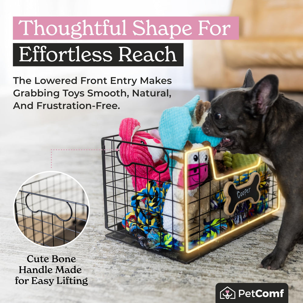 PetComf dog toy basket carbon steel close-up emphasizing durability for daily use.