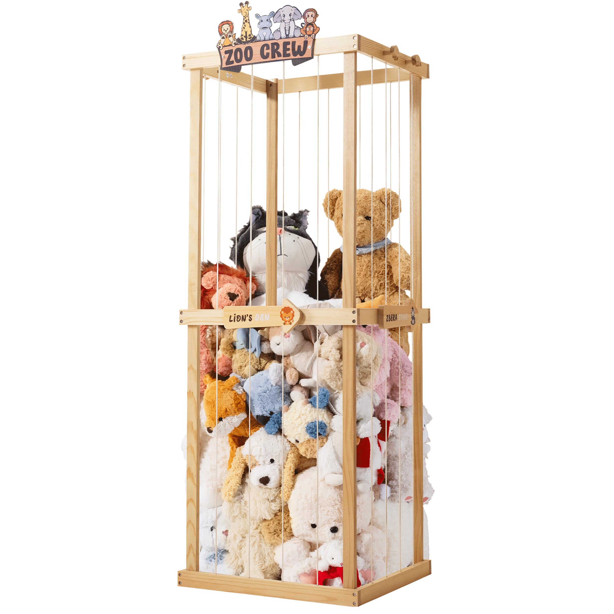 Pete&Eile wooden organizer front view showing tidy plush toy storage.