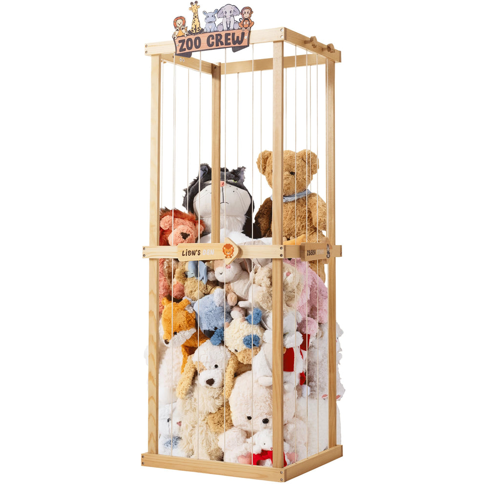 Pete&Eile wooden organizer front view showing tidy plush toy storage.