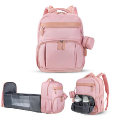 Petino Pura diaper bag backpack with changing station in action for on-the-go diaper changes.