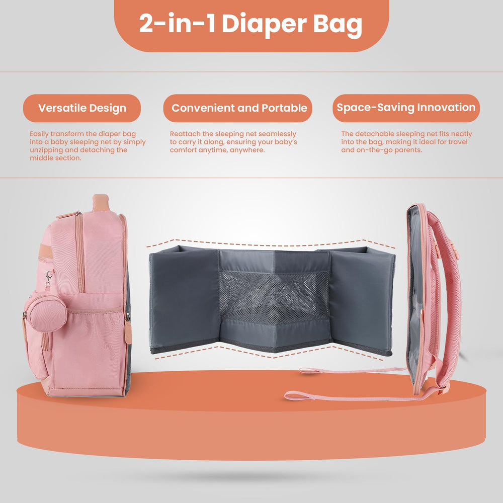 Lightweight, waterproof nylon exterior of Petino Pura diaper bag.