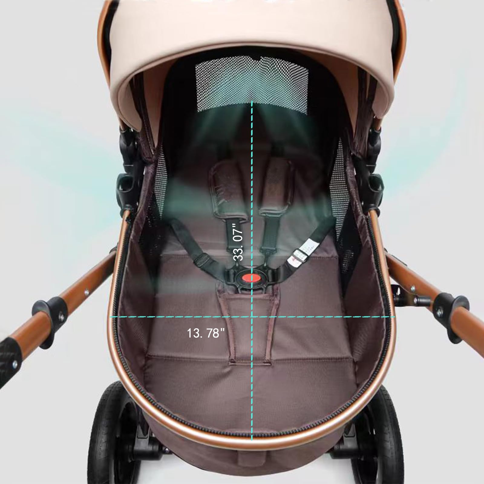 Big rubber wheels deliver a smooth ride on varied terrains.