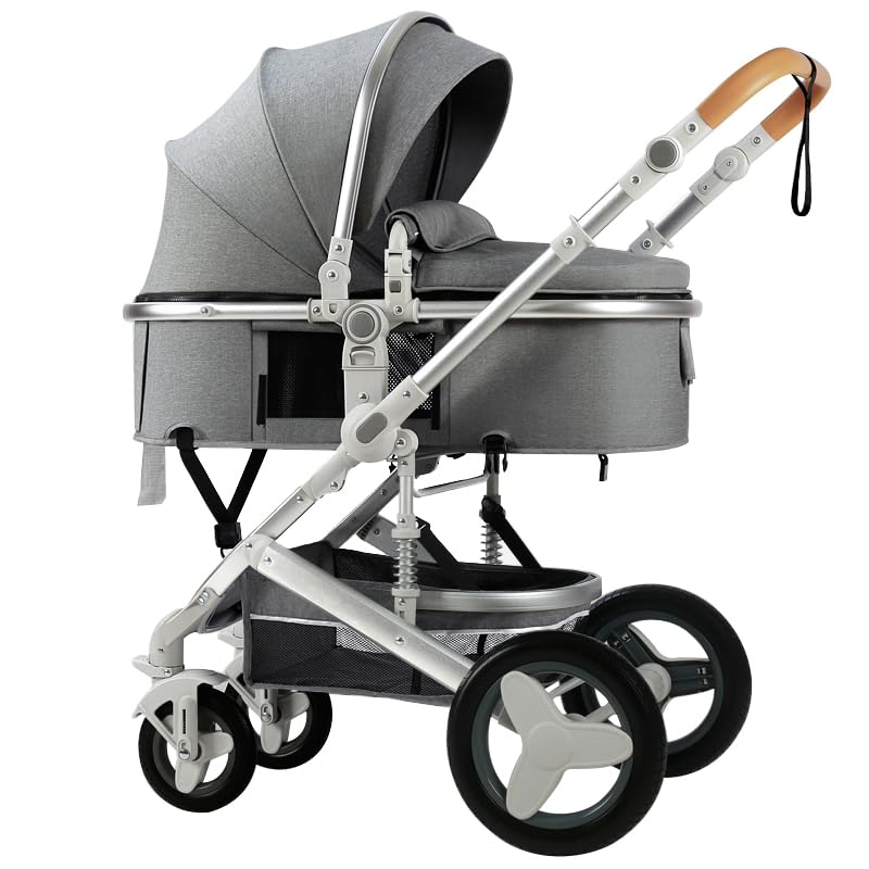 PetitX convertible stroller with grey frame offers smooth steering on urban streets.