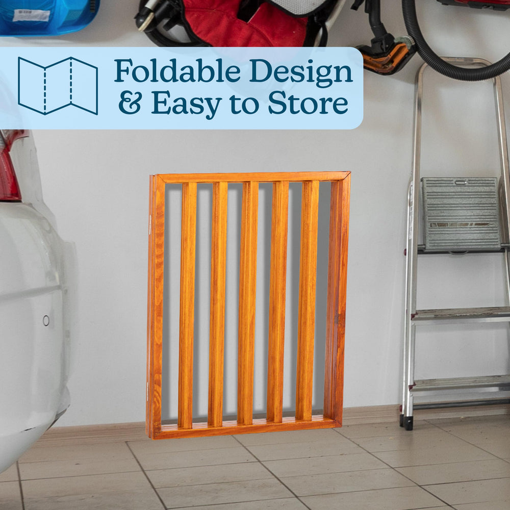 PETMAKER foldable gate folds compactly for storage or travel.