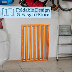 PETMAKER foldable gate folds compactly for storage or travel.