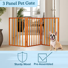 PETMAKER mahogany finish complements decor while containing pets.
