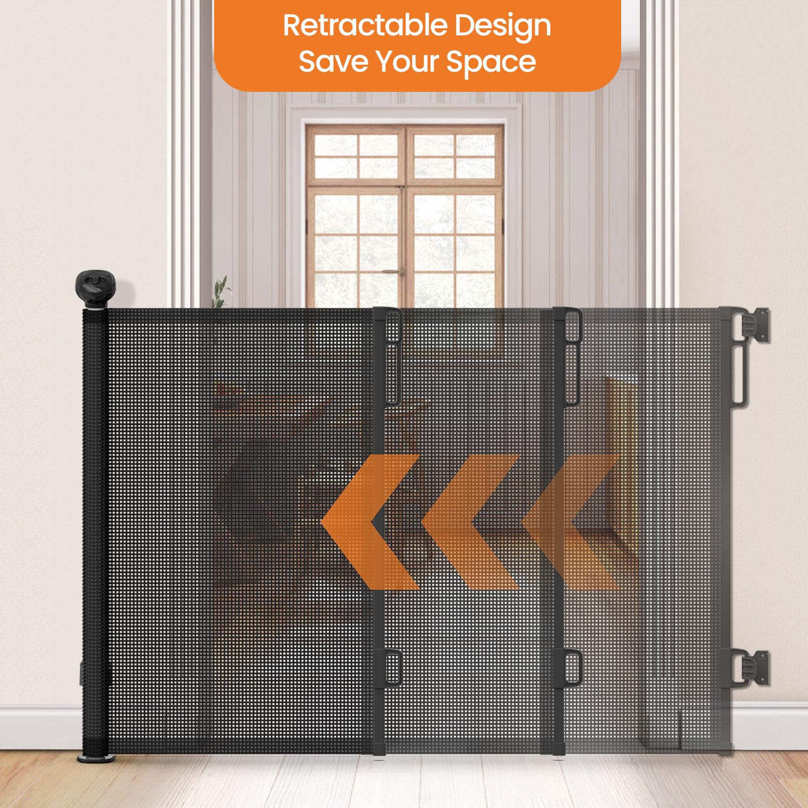 Petstars gate installed at stair entry to prevent falls