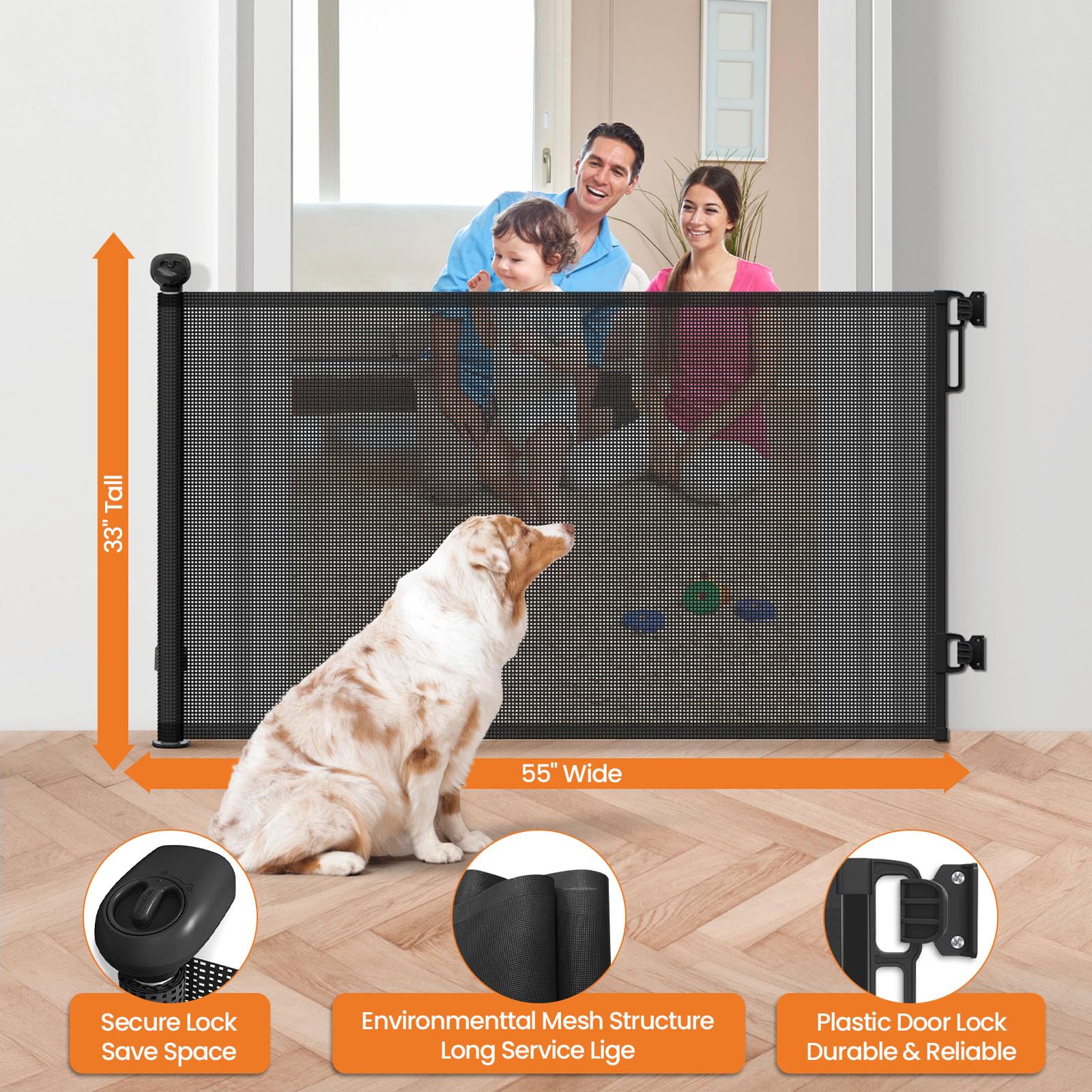 Petstars retractable gate mounted in a doorway for easy access