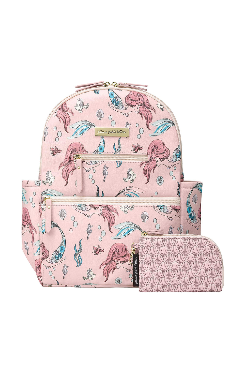 Petunia Pickle Bottom Ace Backpack Little Mermaid design, spacious interior for baby essentials on the go
