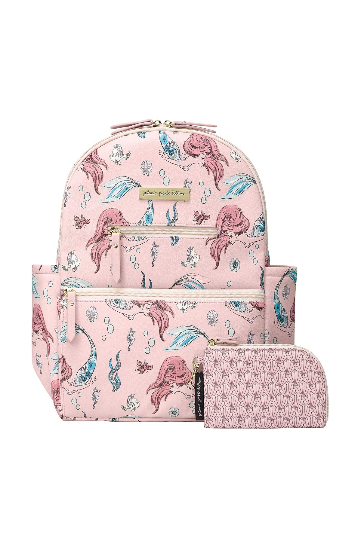 Petunia Pickle Bottom Ace Backpack Little Mermaid design, spacious interior for baby essentials on the go