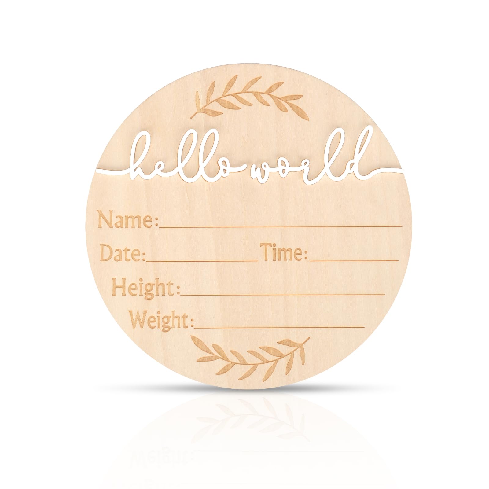 PEUTIER baby announcement sign with 3D Hello World text for newborn photos