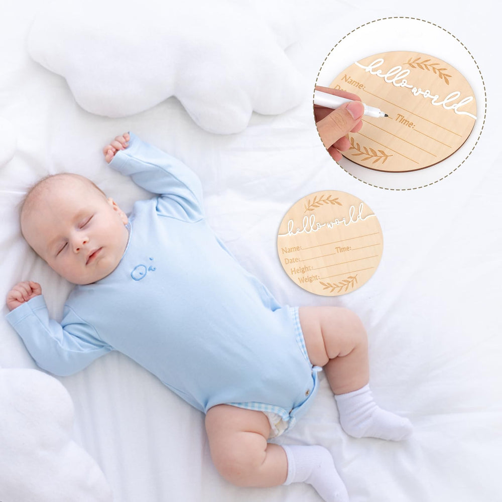 PEUTIER wooden birth announcement sign as photo prop and nursery decor